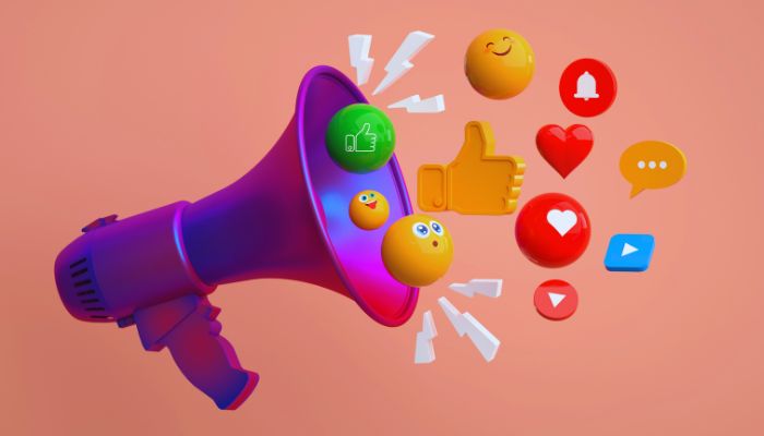 Social Media Marketing icon and reactions 